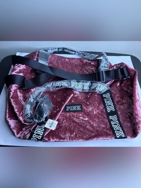 PINK Victoria's Secret Velvet Travel Duffle Bag in Dusty Rose